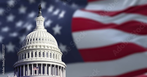 Wallpaper Mural The US Capitol Hill with the blurry american flag flapping in the background. Torontodigital.ca