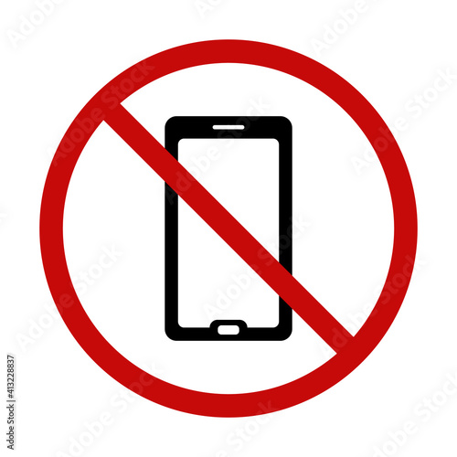 Icon prohibiting the use of the phone. Vector prohibiting phone icon. The icon prohibiting the phone in various public places.