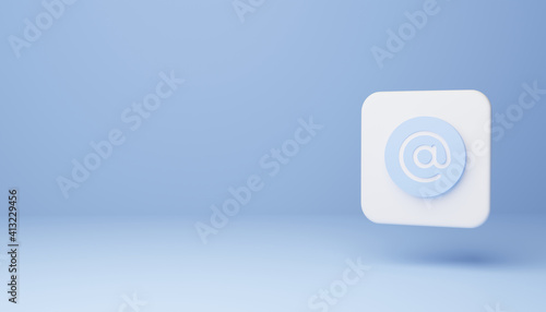Email symbol icon isolated on blue background . 3D Render Illustration