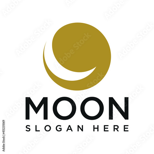 Abstract Creative Moon Logo Vector With Circle Shape Graphic