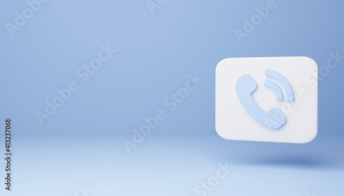 Call button symbol icon isolated on blue background . 3D Render Illustration