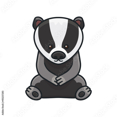 Fototapeta Naklejka Na Ścianę i Meble -  Badger cute cartoon character isolated vector illustration for Badger Day on October 6, Wildlife symbol.