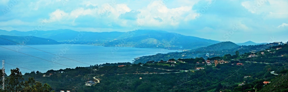Italy-panoramic view on village Trappola near town Capoliveri on the island of Elba