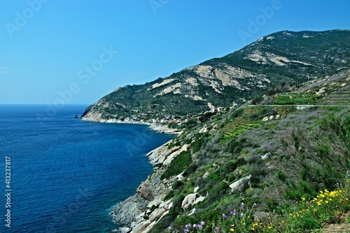 Italy-view on town Chiessi on the island of Elba