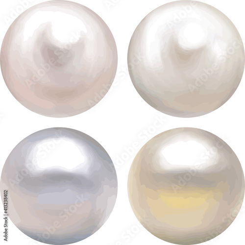 4色の真珠セット ベクター素材