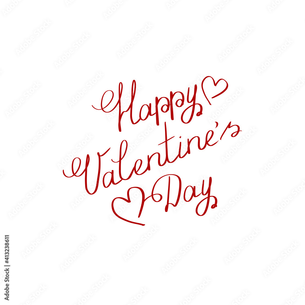 Happy Valentine's Day phrase made with a red marker on a white background.