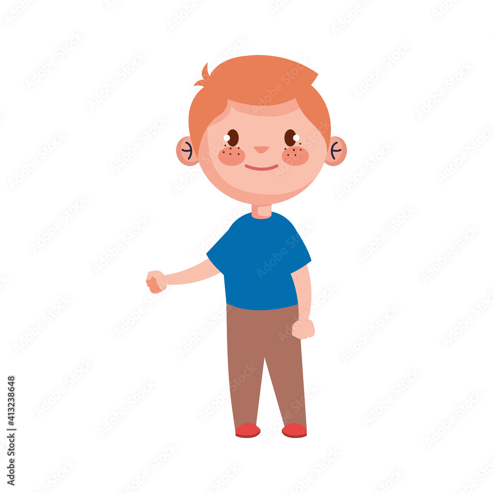 happy cute little boy character vector illustration design