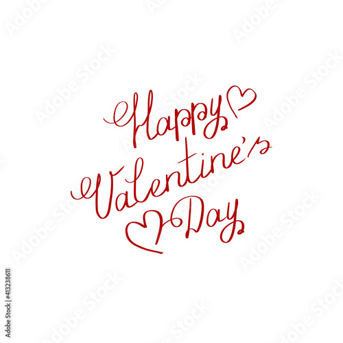 Happy Valentine s Day phrase made with a red marker on a white background.