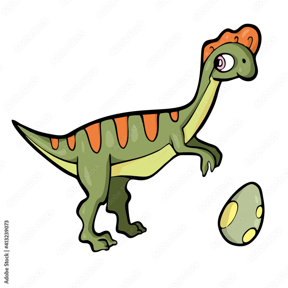 Dinosaur on white background Cute Cartoon. Vector illustration Stock ...