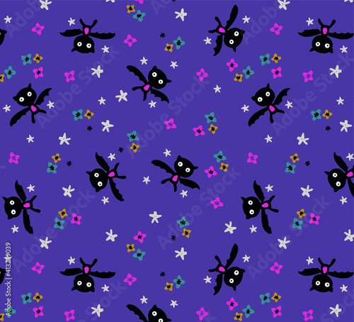 BAT pattern. cute owl pattern for girls © DeepPurple