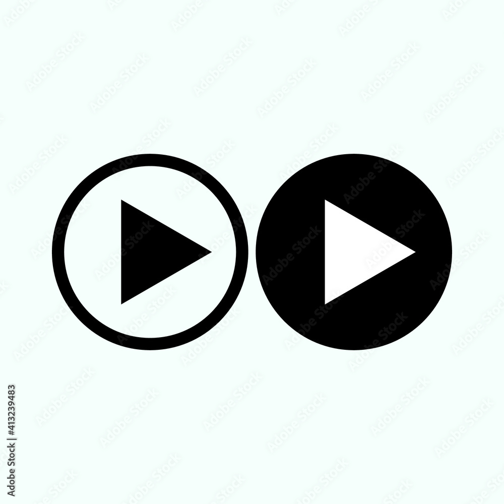Play button icon in trendy flat style isolated on grey background. Play symbol for your web site design, logo, app, UI. Vector illustration Play button icon in trendy flat style isolated on grey background. Play symbol for your web site design, logo, app, UI. Vector illustration