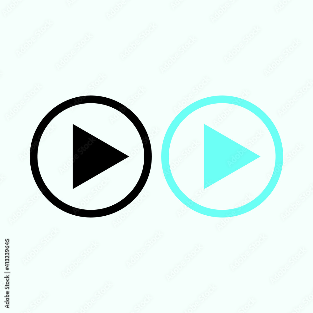 Play button icon in trendy flat style isolated on grey background. Play symbol for your web site design, logo, app, UI. Vector illustration Play button icon in trendy flat style isolated on grey background. Play symbol for your web site design, logo, app, UI. Vector illustration
