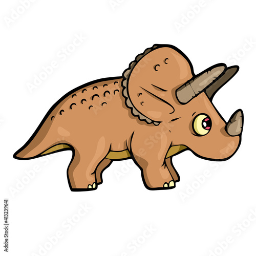 Dinosaur on white background Cute Cartoon. Vector illustration