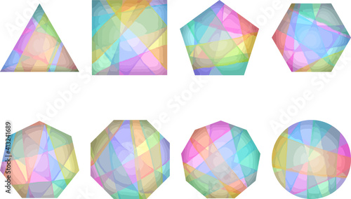 プリズムカラーのカラフルな多角形素材 ベクター素材
