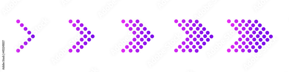 set of purple arrows to the right isolated on white background. arrow icon. Gradient. Vector illustration set of purple arrows to the right isolated on white background. arrow icon. Gradient. Vector illustration