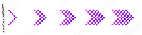 set of purple arrows to the right isolated on white background. arrow icon. Gradient. Vector illustration