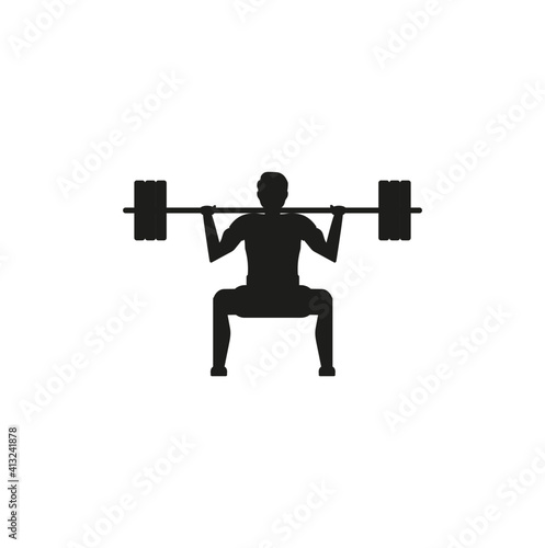 man doing squats in gym on white background