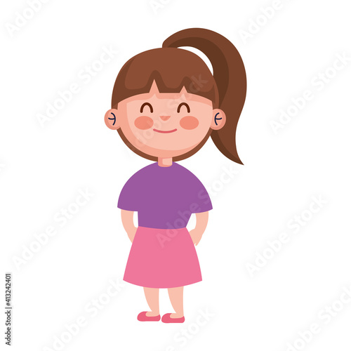 young little girl avatar character vector illustration design