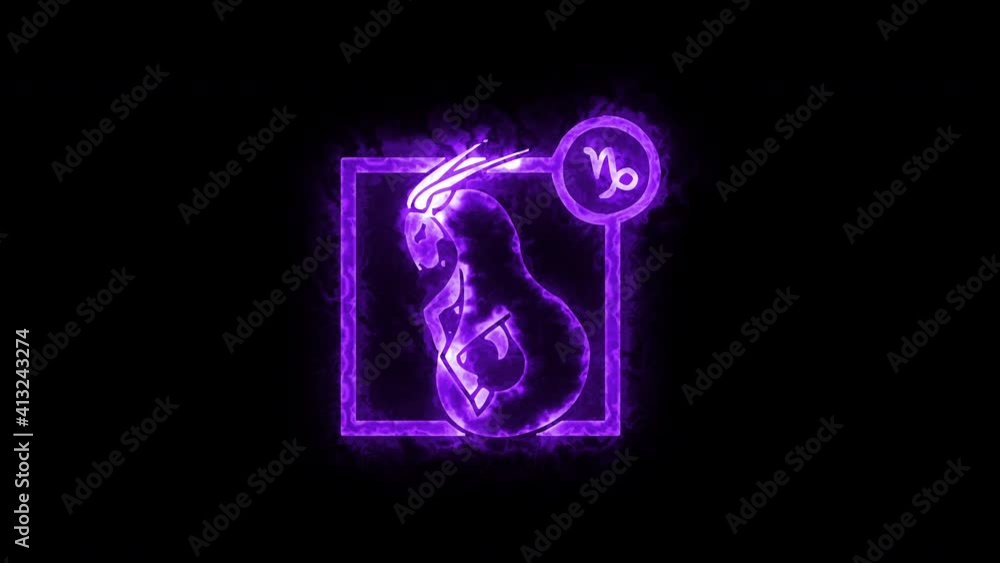 The Capricozodiac symbol, horoscope sign lighting effect purple neon glow. Royalty high-quality free stock of Capricorn signs isolated on black background. Horoscope, astrology icons with simple style The Capricozodiac symbol, horoscope sign lighting effect purple neon glow. Royalty high-quality free stock of Capricorn signs isolated on black background. Horoscope, astrology icons with simple style