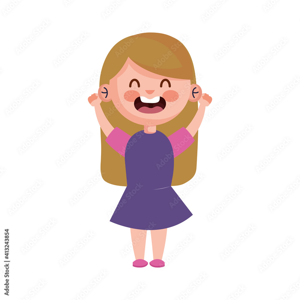 young little blond girl avatar character vector illustration design