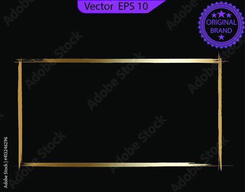 Golden horizontal frame. Set of vintage picture frame, EPS