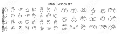Hand gesture icon set of various shapes © SUE