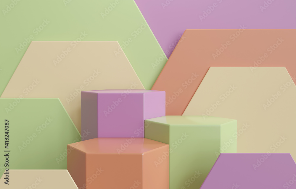 Podium for product display with geometrical forms. 3d rendering. Podium for product display with geometrical forms. 3d rendering.