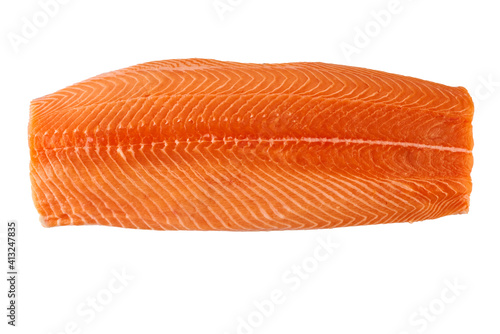 Photos Fresh raw whole salmon fillet uncooked fish isolated on white background, top vi