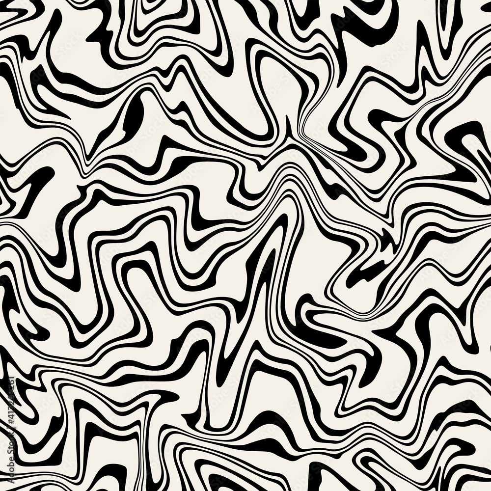 Vector seamless pattern. Abstract distorted striped texture. Monochrome curved stripes. Creative bold wavy background. Decorative design with distortion effect. Can be used as swatch for illustrator. Vector seamless pattern. Abstract distorted striped texture. Monochrome curved stripes. Creative bold wavy background. Decorative design with distortion effect. Can be used as swatch for illustrator.