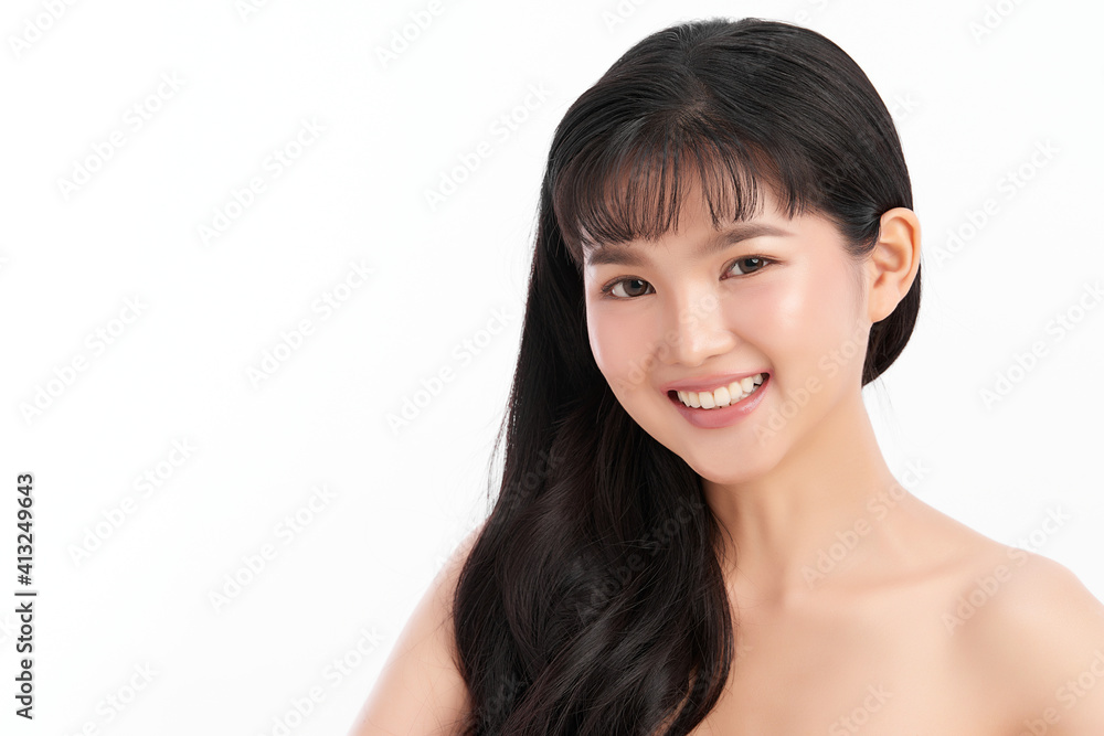 Beautiful young asian woman with clean fresh skin on white background, Face care, Facial treatment, Cosmetology, beauty and spa, Asian women portrait Beautiful young asian woman with clean fresh skin on white background, Face care, Facial treatment, Cosmetology, beauty and spa, Asian women portrait