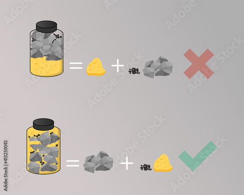The Rocks, Pebbles, and Sand to prioritize important things in your life vector