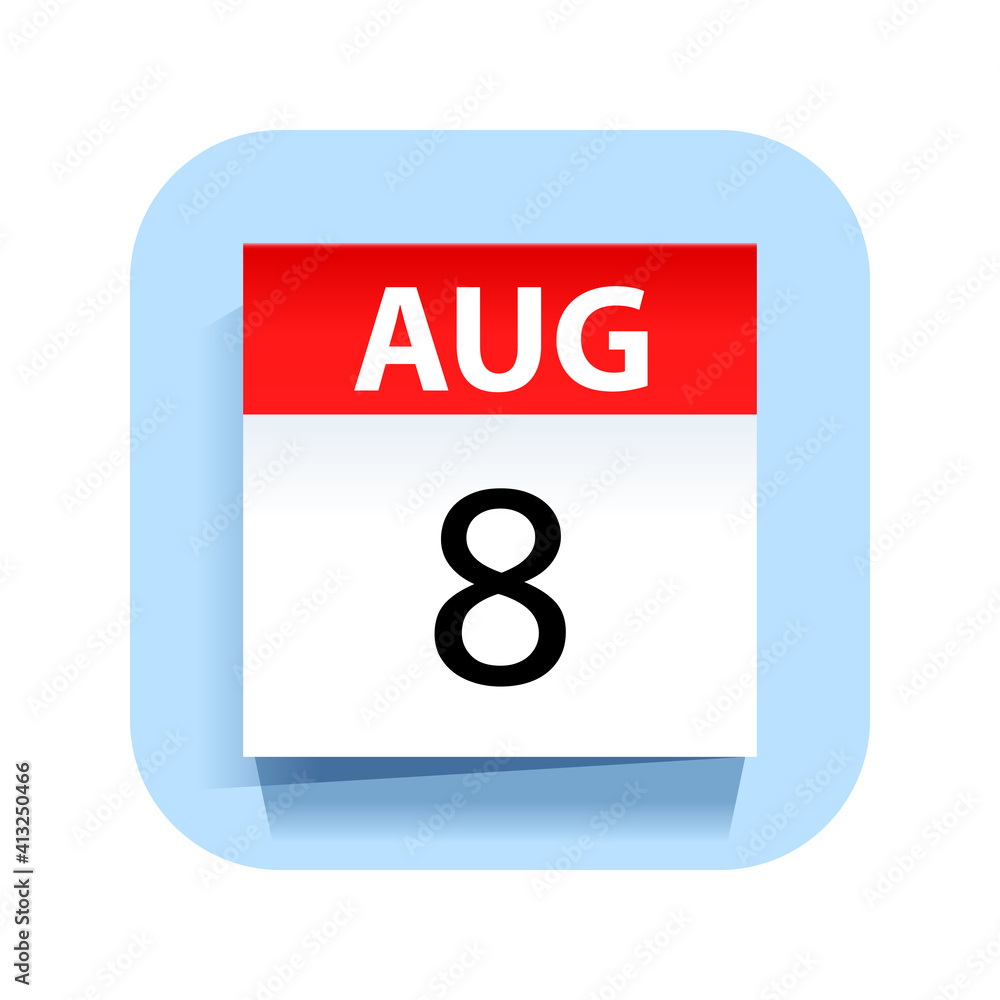 August 8. Calendar Icon. Vector Illustration. August 8. Calendar Icon. Vector Illustration.