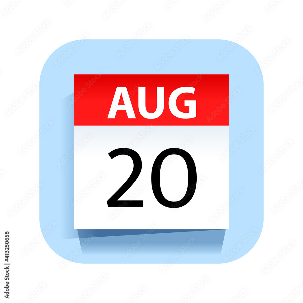 August 20. Calendar Icon. Vector Illustration. August 20. Calendar Icon. Vector Illustration.