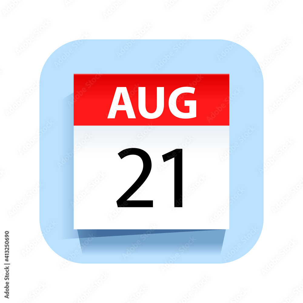 August 21. Calendar Icon. Vector Illustration. August 21. Calendar Icon. Vector Illustration.