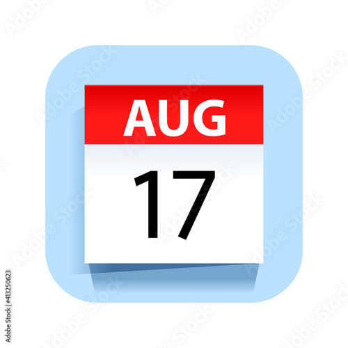 August 17. Calendar Icon. Vector Illustration.