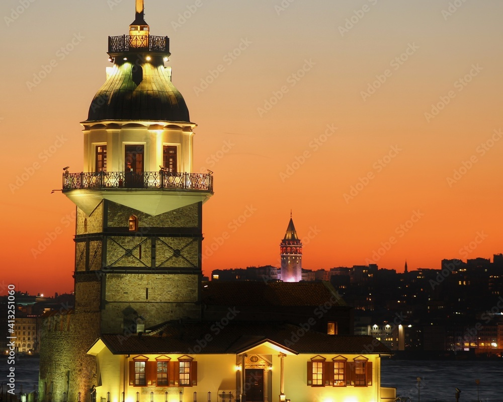 Maiden Tower and Galata Tower an Istanbul View
