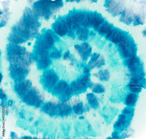Tie Dye Spiral. Green Color Fabric. Tye Dye Art Background. Abstract Watercolor Painting. Artistic Grunge Roll. Circular Heart Design. Hippie Circle Psychedelic Dress. Blue Tie Dye Spiral.