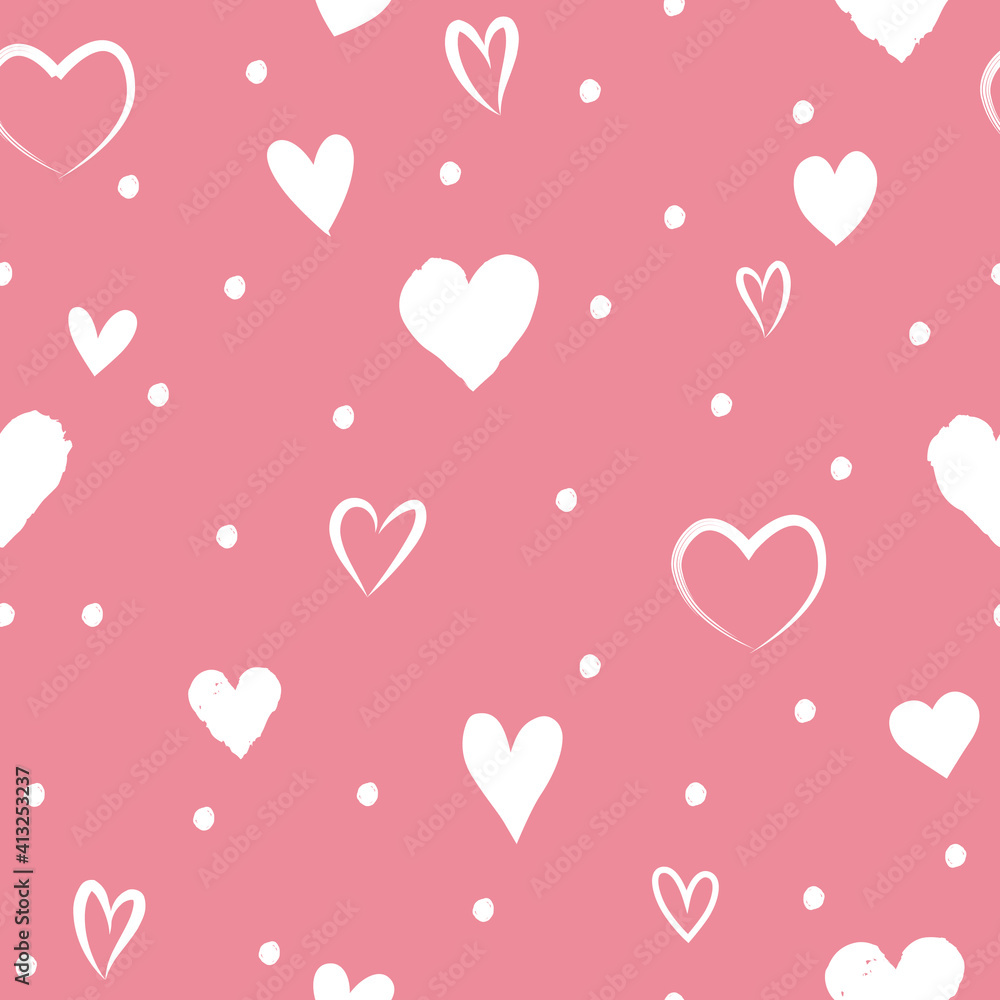 Love Valentine's day seamless background. Love heart tiling backdrop. Romantic seamless pattern with hearts.