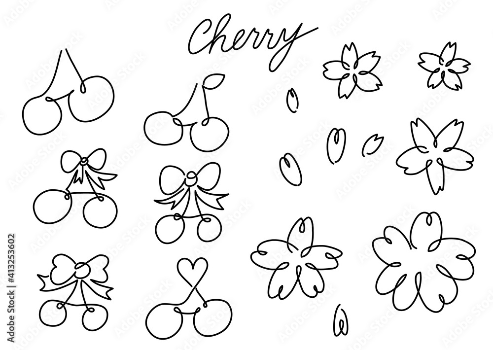 一筆書き さくらんぼ 白黒 モノクロ 桜 サクランボ結び Stock Vector Adobe Stock 一筆書き さくらんぼ 白黒 モノクロ 桜 サクランボ結び Stock Vector Adobe Stock