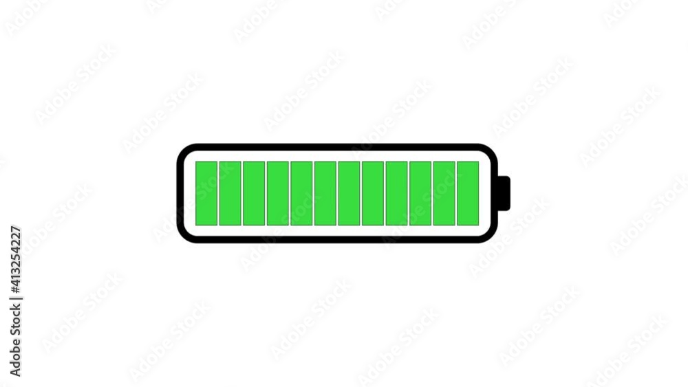 Animation of Battery Charging Level On White Background Animation of Battery Charging Level On White Background