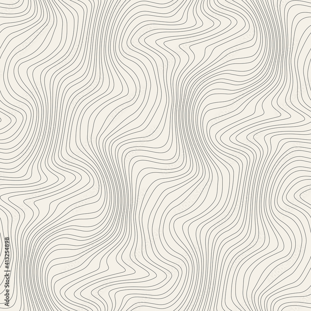 Fototapeta Vector seamless pattern. Abstract monochrome linear texture. Creative background with thin wavy stripes. Decorative design with distortion effect. Can be used as swatch for illustrator