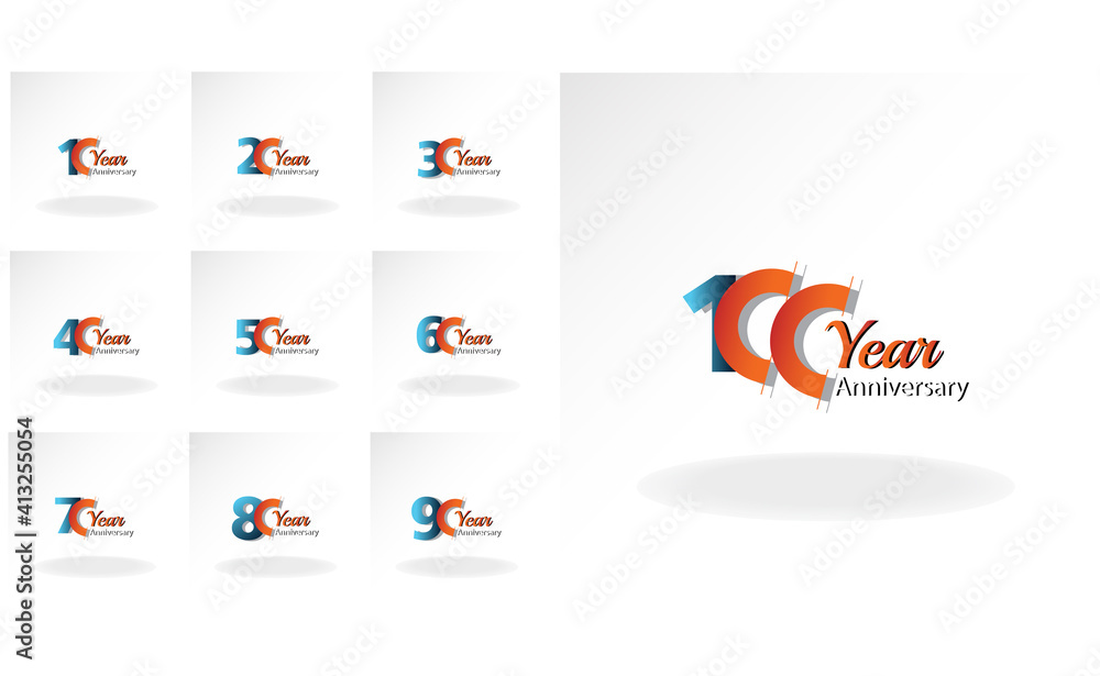 Set Year Anniversary Logo Vector Template Design Illustration