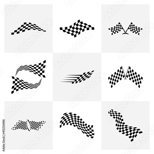 Set of Race flag icon logo design vector. Icon Symbol. Template Illustration. Creative design