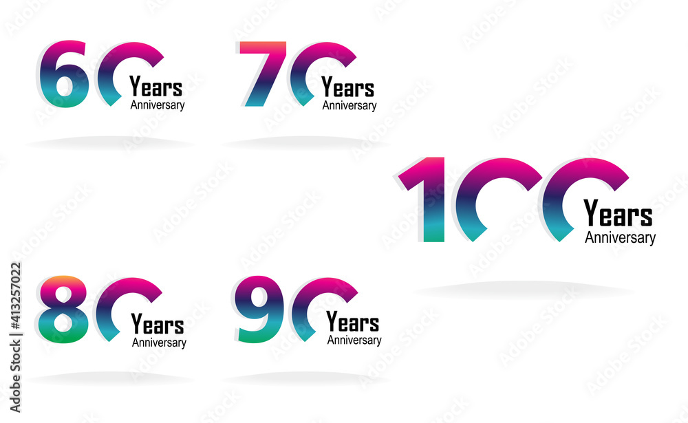 Set Year Anniversary Logo Vector Template Design Illustration Set Year Anniversary Logo Vector Template Design Illustration