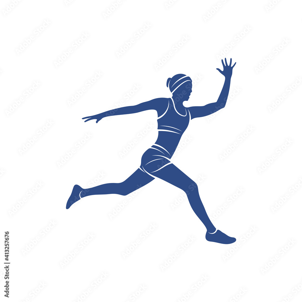 Female runner athletic logo design vector. Icon Symbol. Template Illustration. Creative design Female runner athletic logo design vector. Icon Symbol. Template Illustration. Creative design