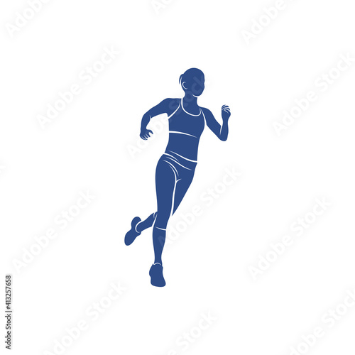 Female runner athletic logo design vector. Icon Symbol. Template Illustration. Creative design