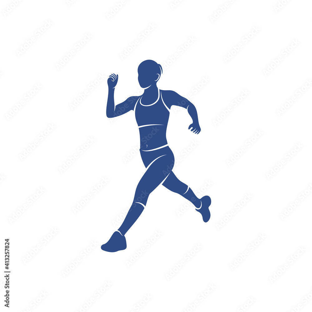 Female runner athletic logo design vector. Icon Symbol. Template Illustration. Creative design