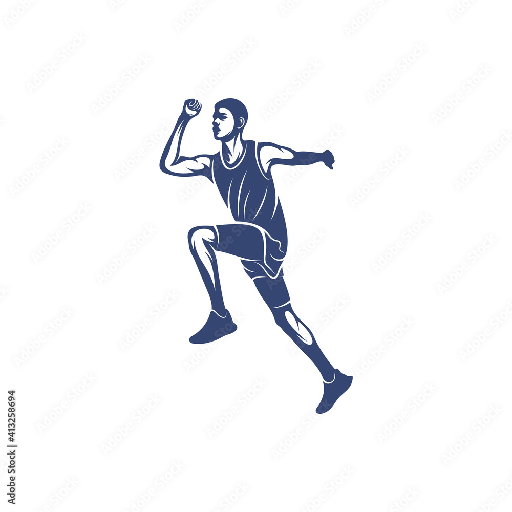 Man runner athletic logo design vector. Icon Symbol. Template Illustration. Creative design