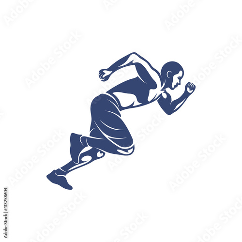 Man runner athletic logo design vector. Icon Symbol. Template Illustration. Creative design