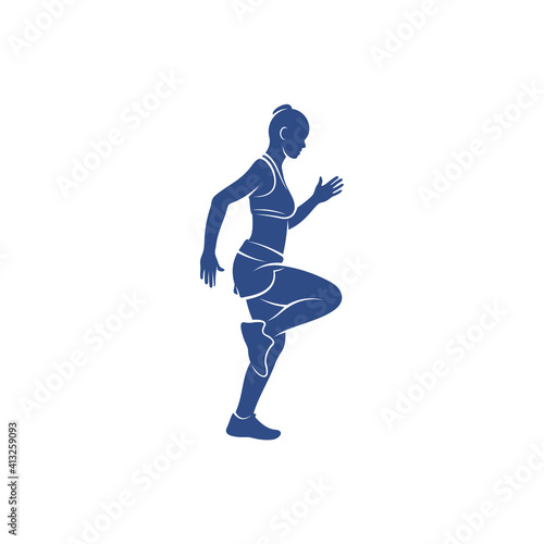 Female runner athletic logo design vector. Icon Symbol. Template Illustration. Creative design